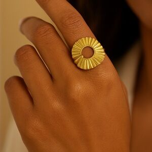 Stainless Steel Gold Tone Adjustable Ring (R50)